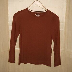 Chico's Brown Stretchy The Ultimate Tee Long Sleeve Top Small